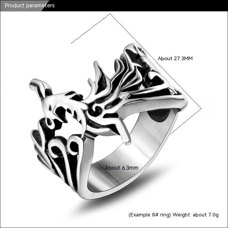 Ornament Retro Phoenix God Bird Titanium Steel Fashion Ring
