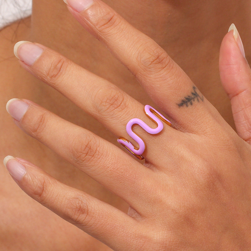 Simple Color Dripping Oil Fashion Ring