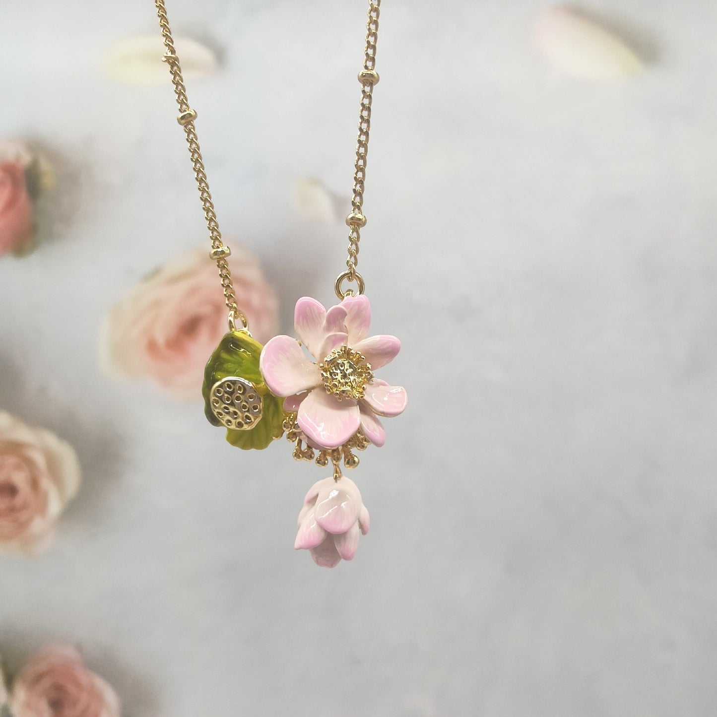 Bague de collier de bracelet de feuille de lotus de bourgeon