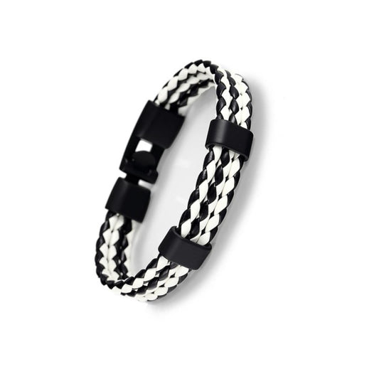 Bracelet en cuir tressé avec boucle en alliage