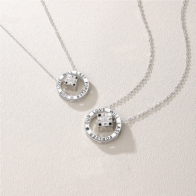 Cadena de clavícula del collar del cubo de Rubik del amor de la moda de los hombres y de las mujeres