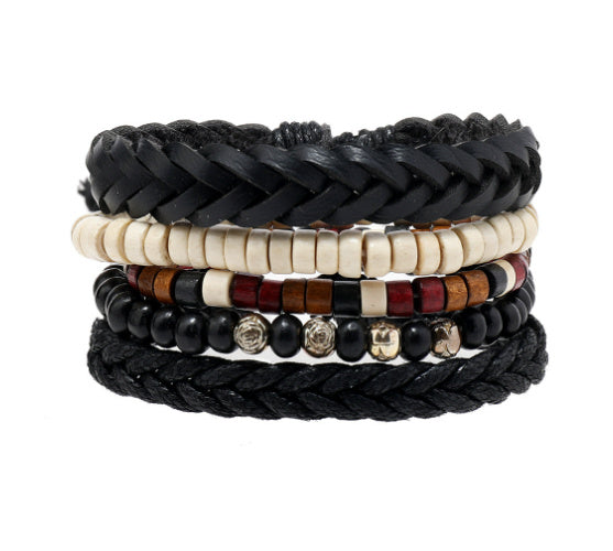 Traje de pulsera con cuentas de cuentas de madera multicapa simple para hombre