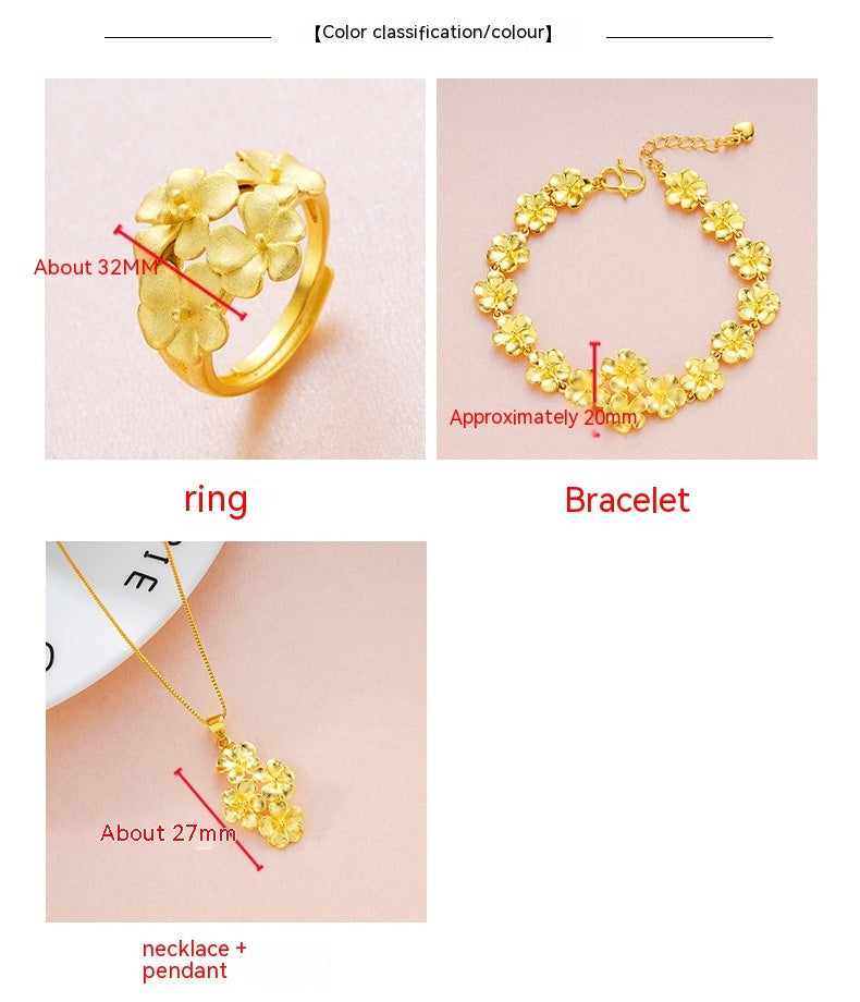 Vietnam Placer Gold Lady's Flower Accessories Necklace Bracelet Ring