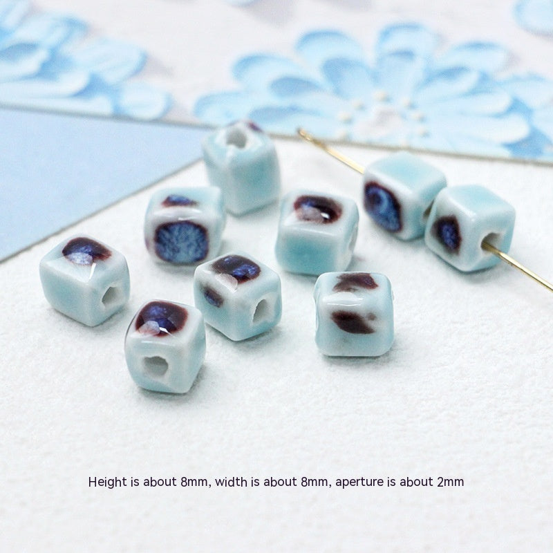Série bleue en céramique japonaise dispersée, bricolage, collier de perles fait à la main, Bracelet, matériel de perles d'espacement