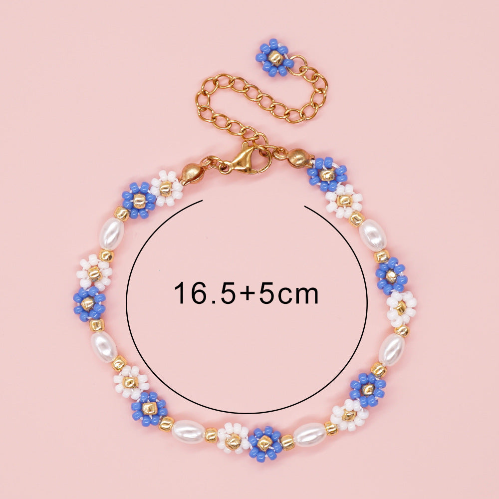 Bohemian Christmas Flower Gold Buckle Stretch Shell Women's Bracelet