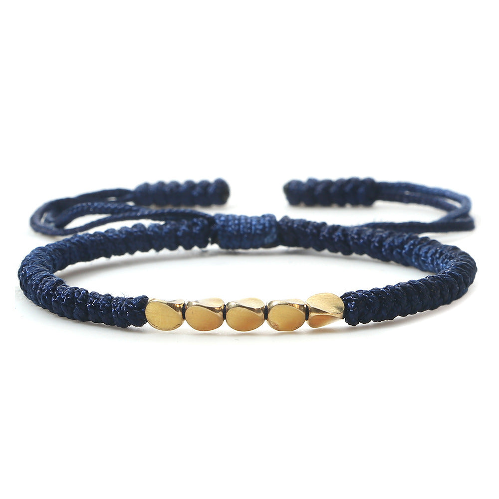 Bracelet perlé en perles de cuivre de forme irrégulière tissé à la main