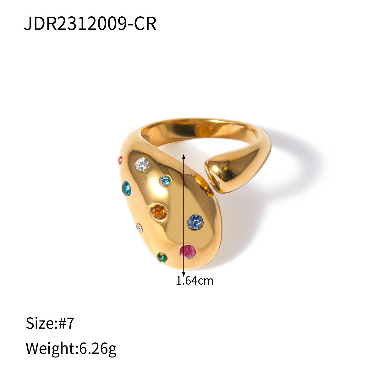 18K Gold Stainless Steel Inlaid Color Diamond Ring