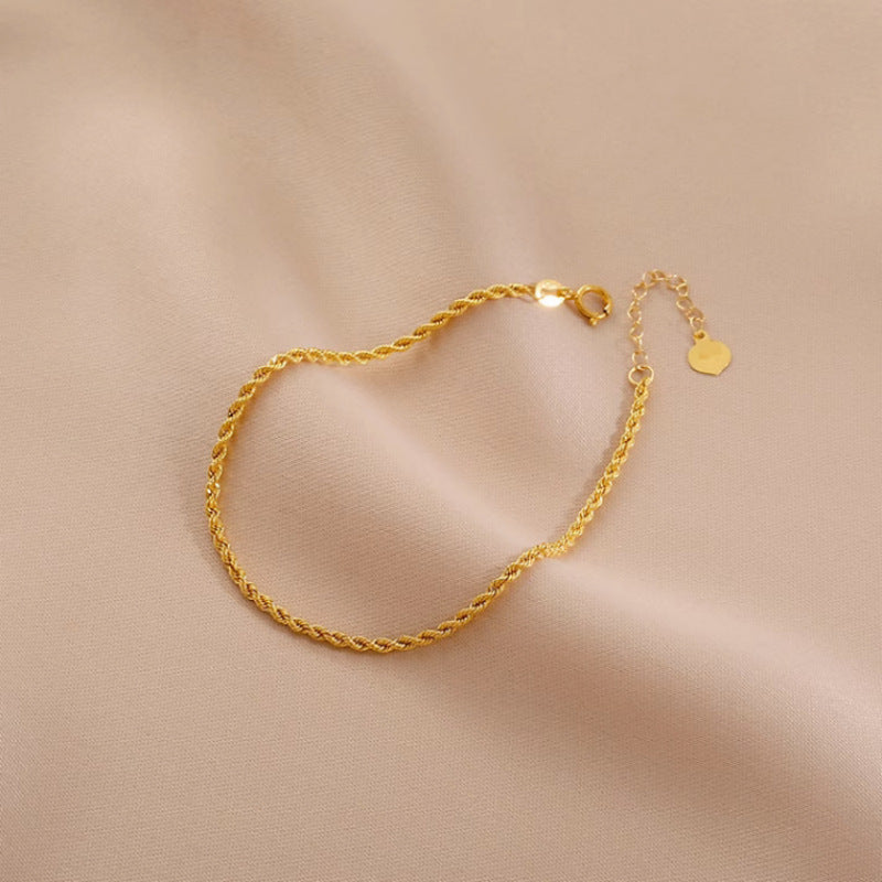 Bracelet Corde de Chanvre Doré Creux
