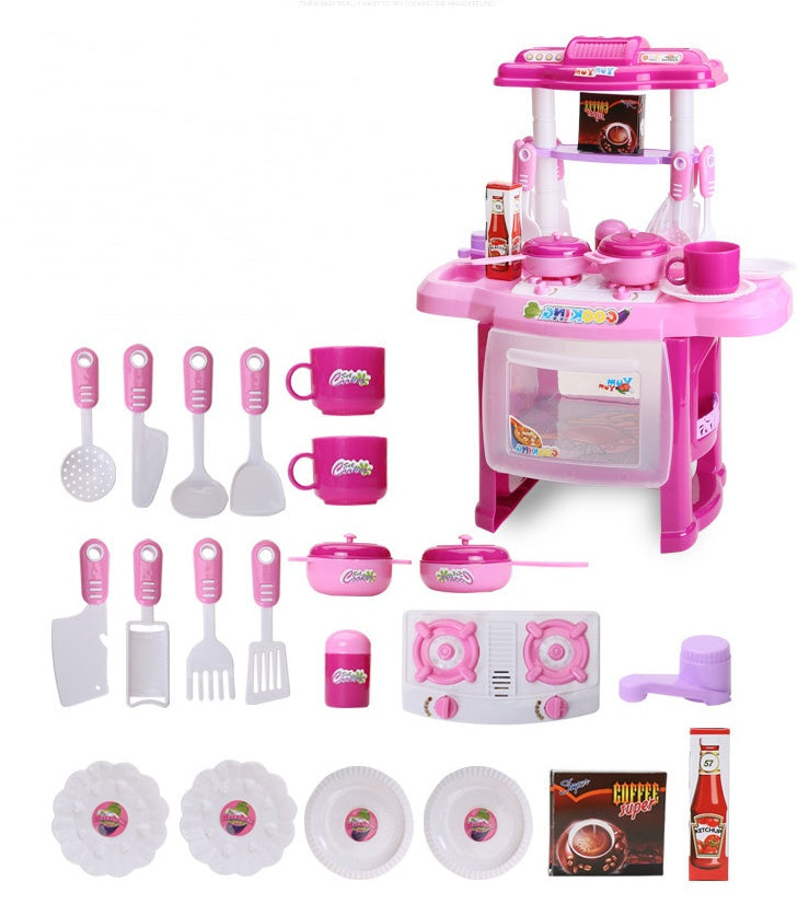 Vaisselle de cuisine musicale légère éducative pour enfants, maison de jeu de table, jouets de cuisine, spectacle d'angle, maison de jeu