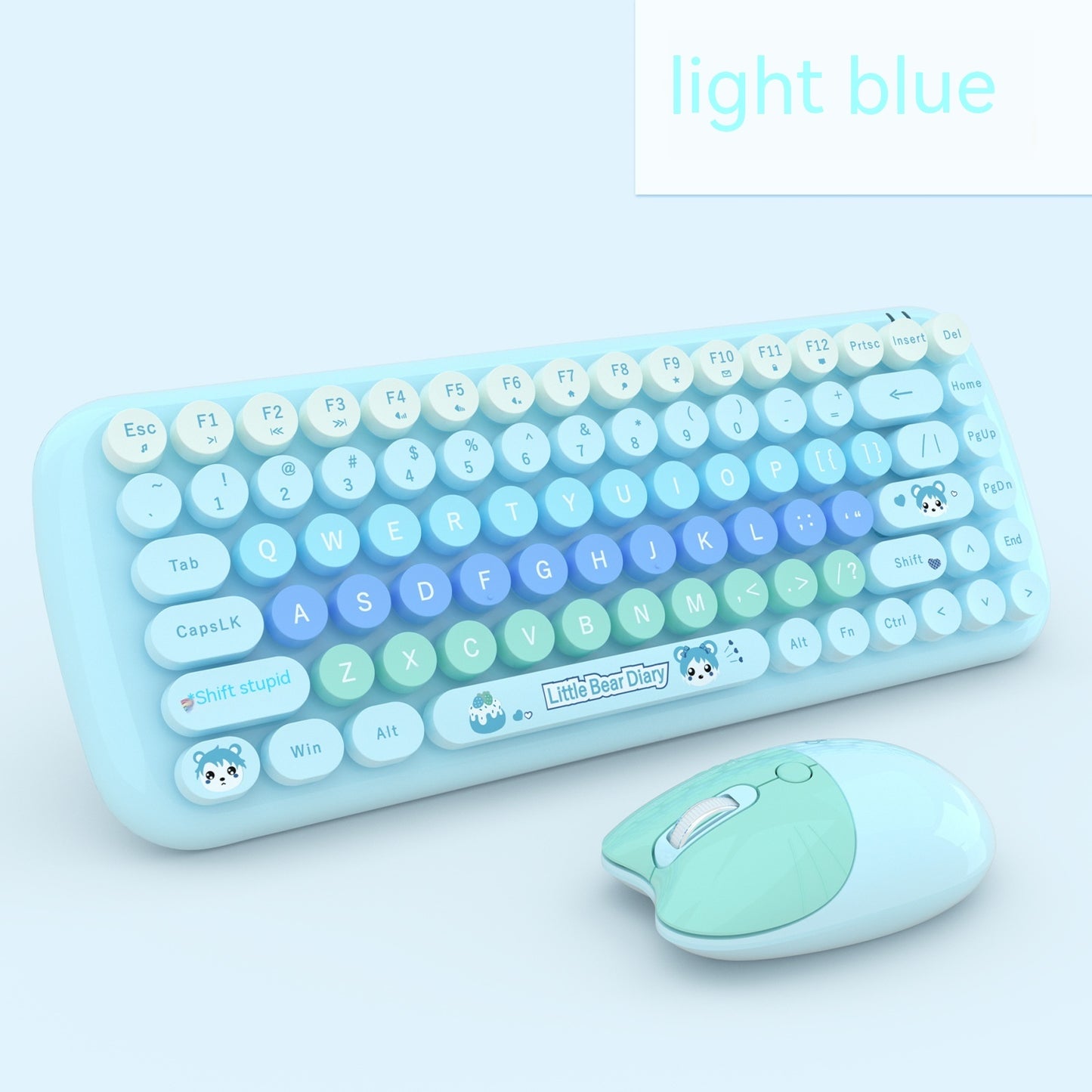 Ensemble clavier et souris sans fil rose mini dessin animé mignon