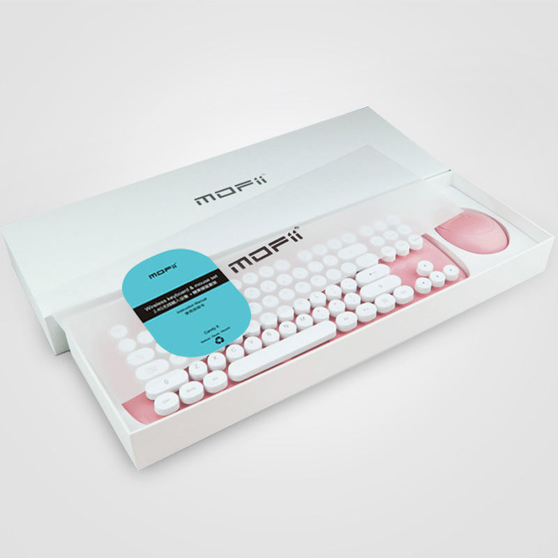 Ensemble clavier et souris sans fil filles couleur rétro
