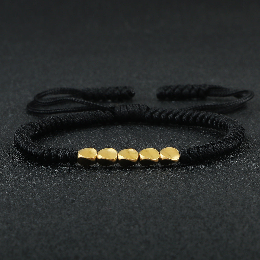 Bracelet perlé en perles de cuivre de forme irrégulière tissé à la main