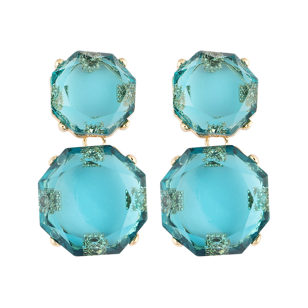 Boucles d'oreilles en résine transparente de style bohème d'été