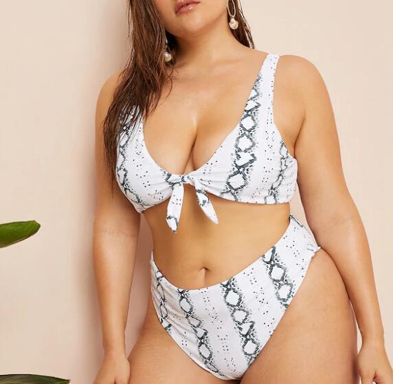 Traje de baño sexy de talla grande anudado de cintura alta para mujer