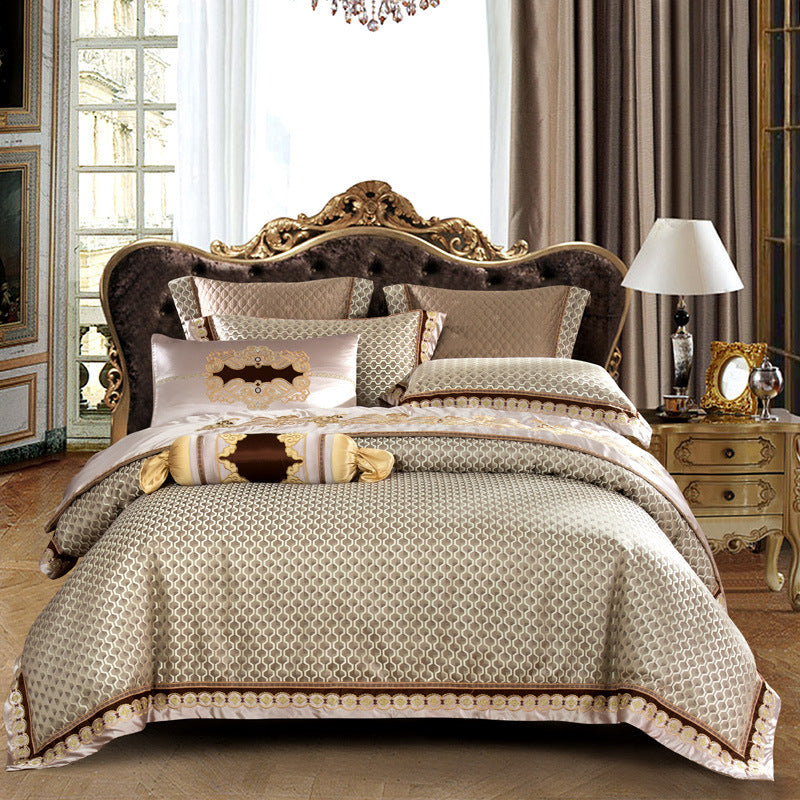 Sábana de cuatro piezas en jacquard bordado