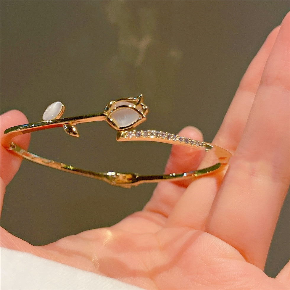 Bracelet Petite Rose Brillant Rose