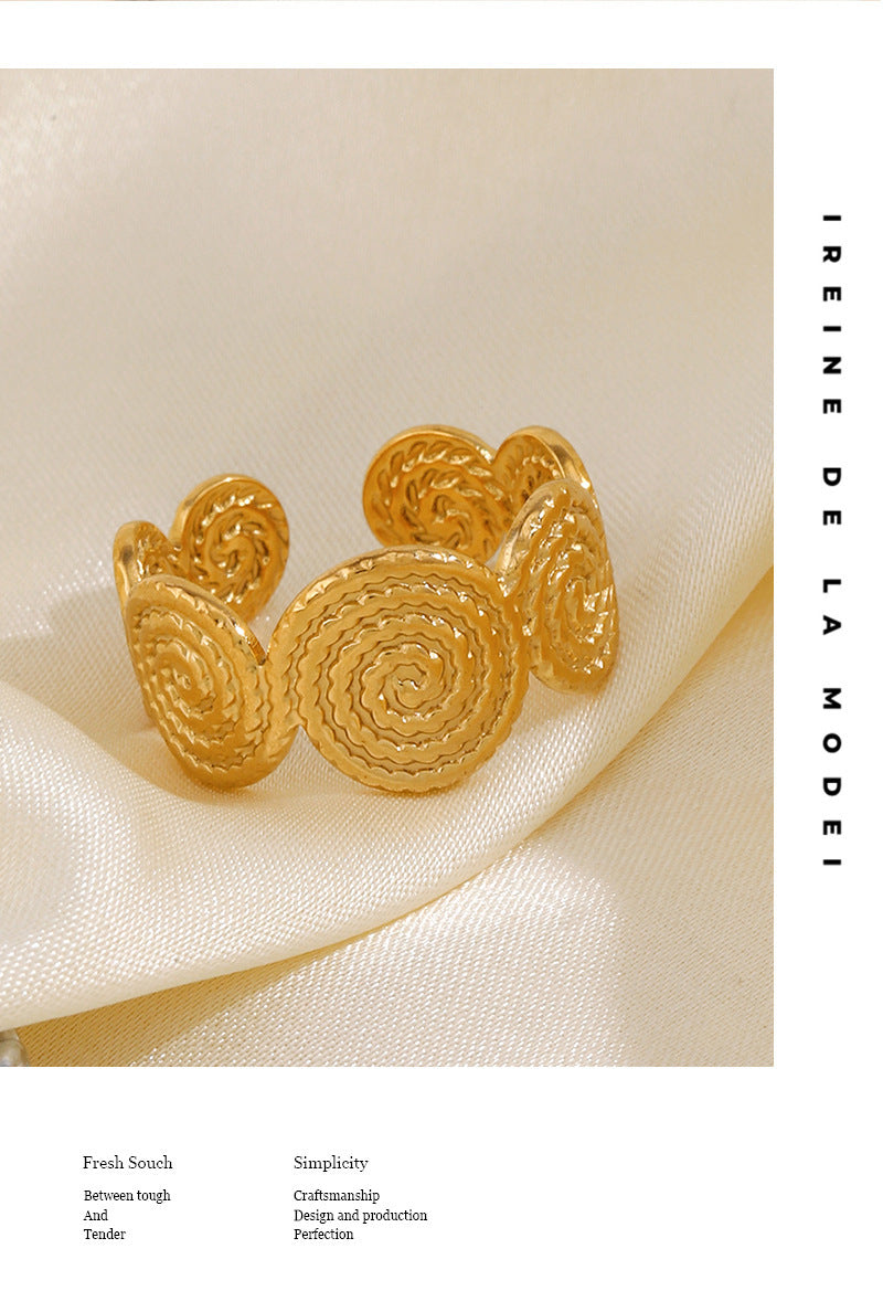 Round Titanium Steel Ring Female Adjustable Opening Stainless Steel Spiral