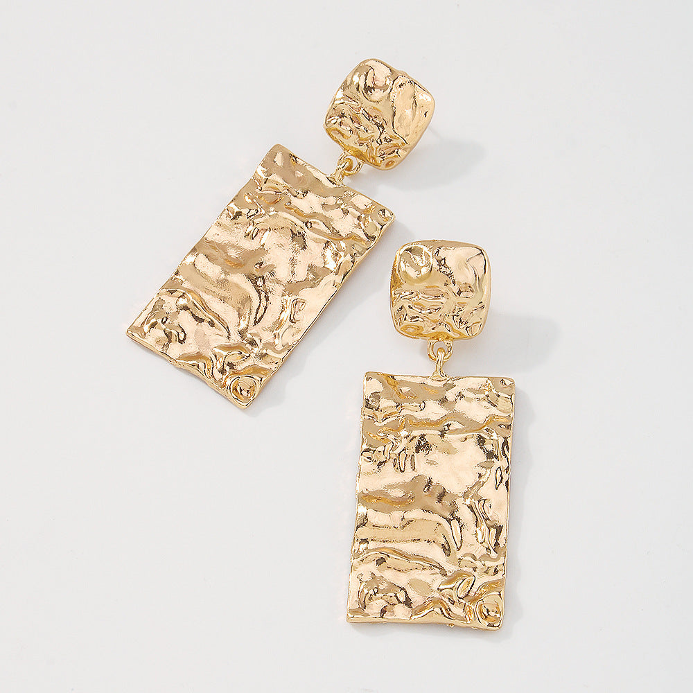 Alloy Pleated Elegant And Simple Earrings Geometric Earrings