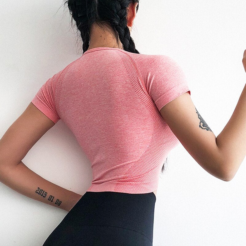 Top corto de jacquard sin costuras