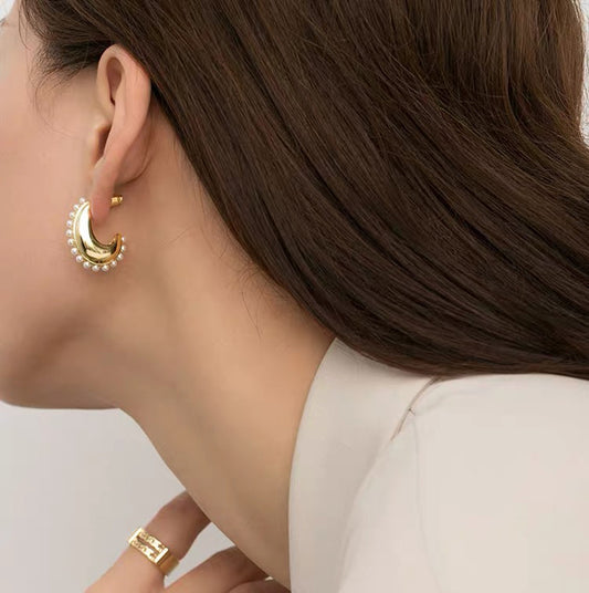 Boucles d'oreilles rétro élégantes et assorties avec petites perles pour femmes, à la mode