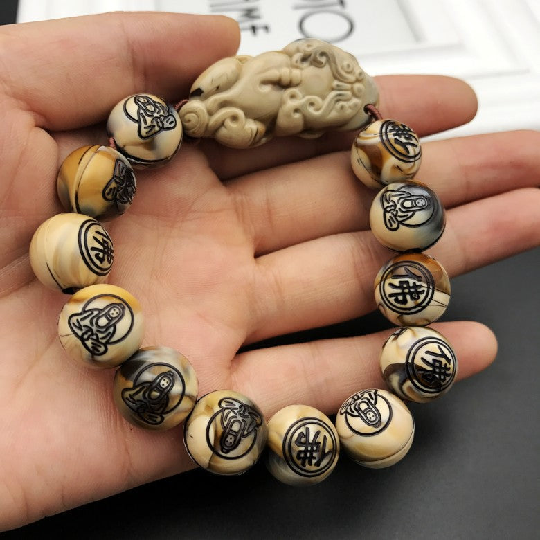 Bracelet de perles acryliques Pi Xiu dessin d'argent