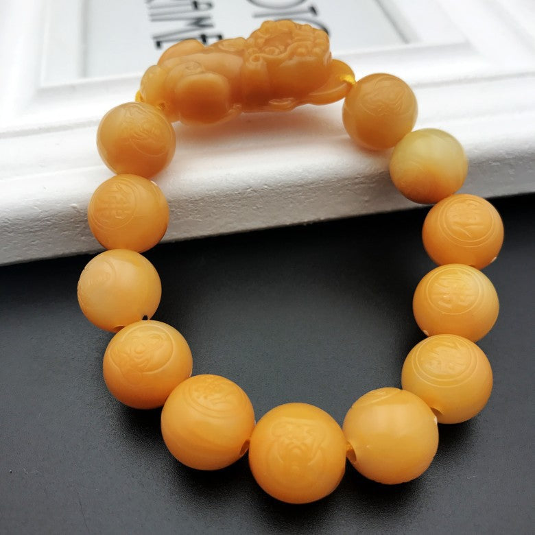 Bracelet de perles acryliques Pi Xiu dessin d'argent