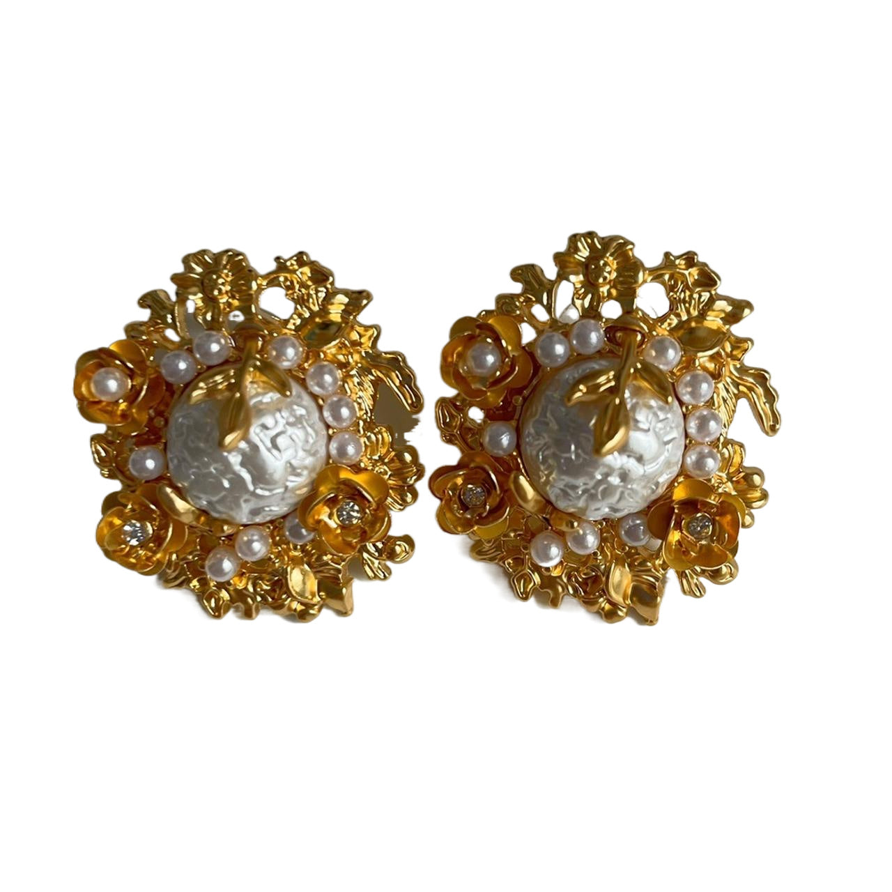 Pearl Retro Exaggerated Middle Age Earrings