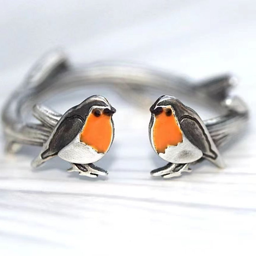 Retro Simple Fashion All-match Oil Dripping Colorful Bird Ring Rings Necklace