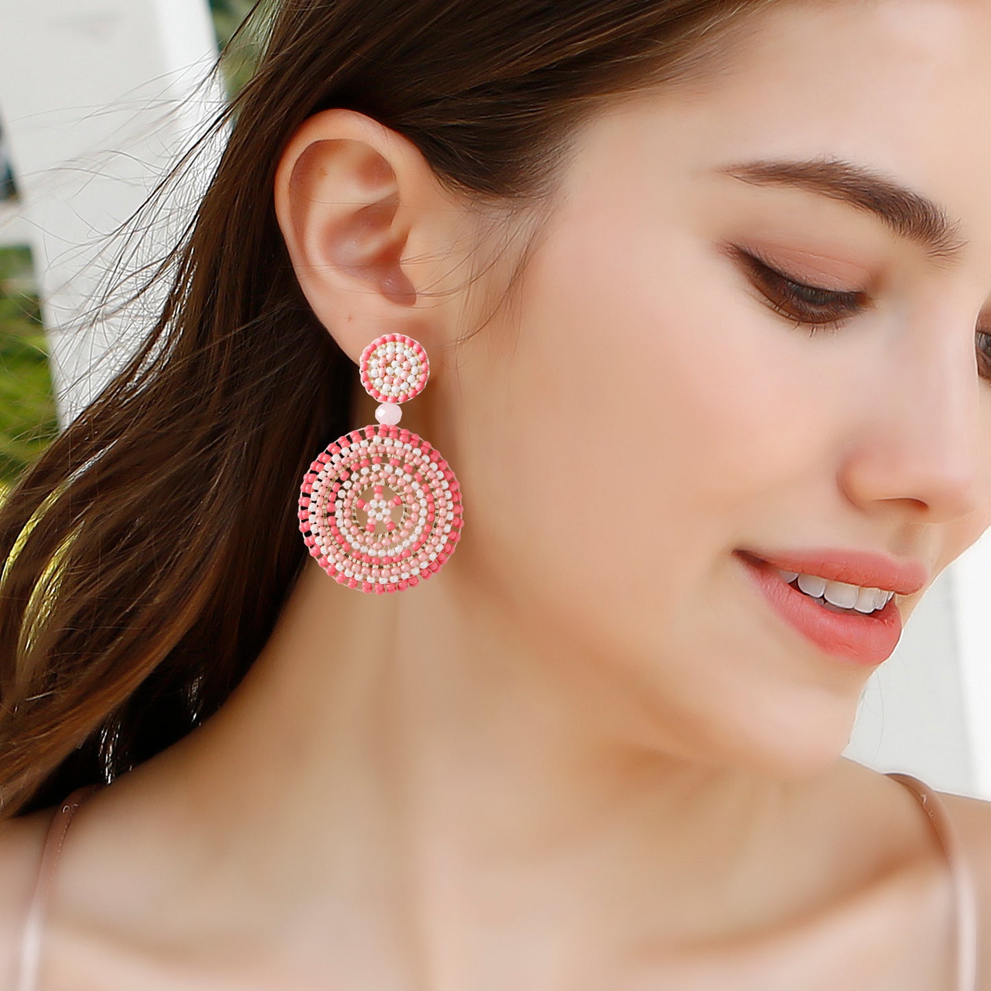 Pendientes de cuentas tejidos a mano, ligeros, de estilo étnico retro