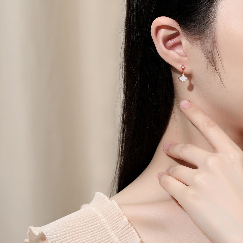 Sansheng abricot femme Style coréen Design Net rouge petite jupe or Rose fritillaire boucles d'oreilles