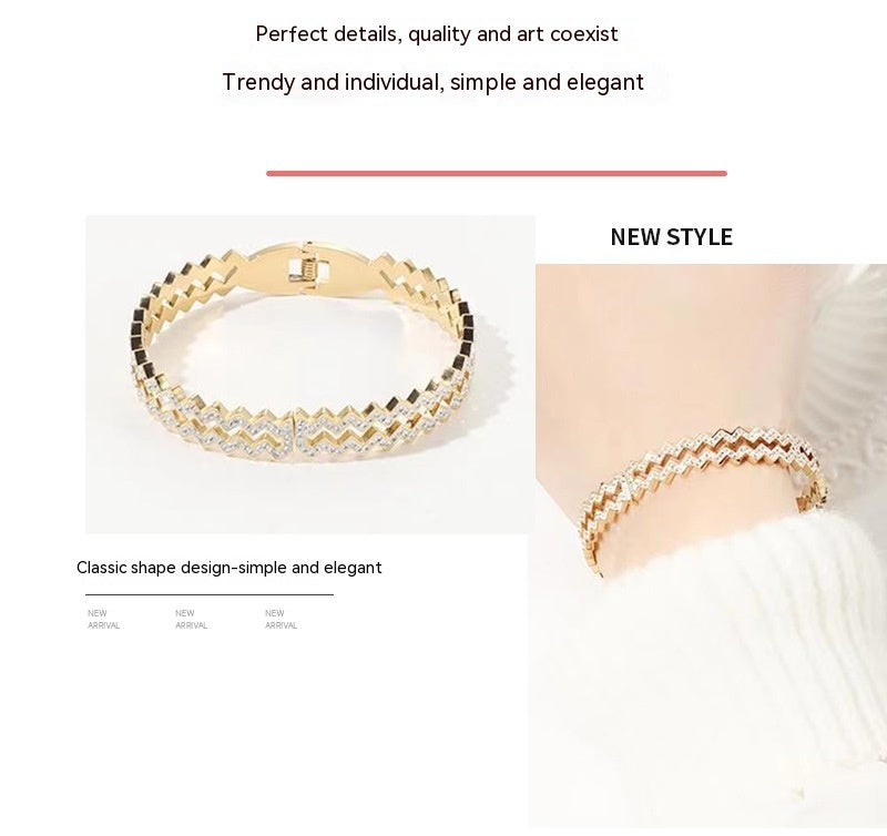 Women's Wave Diamond Simple All-match Bracelet