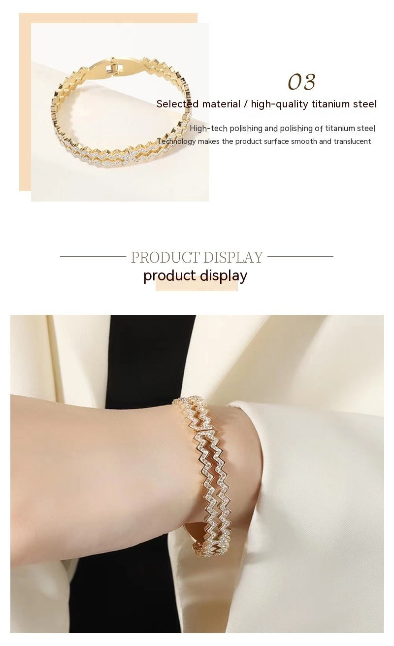 Women's Wave Diamond Simple All-match Bracelet