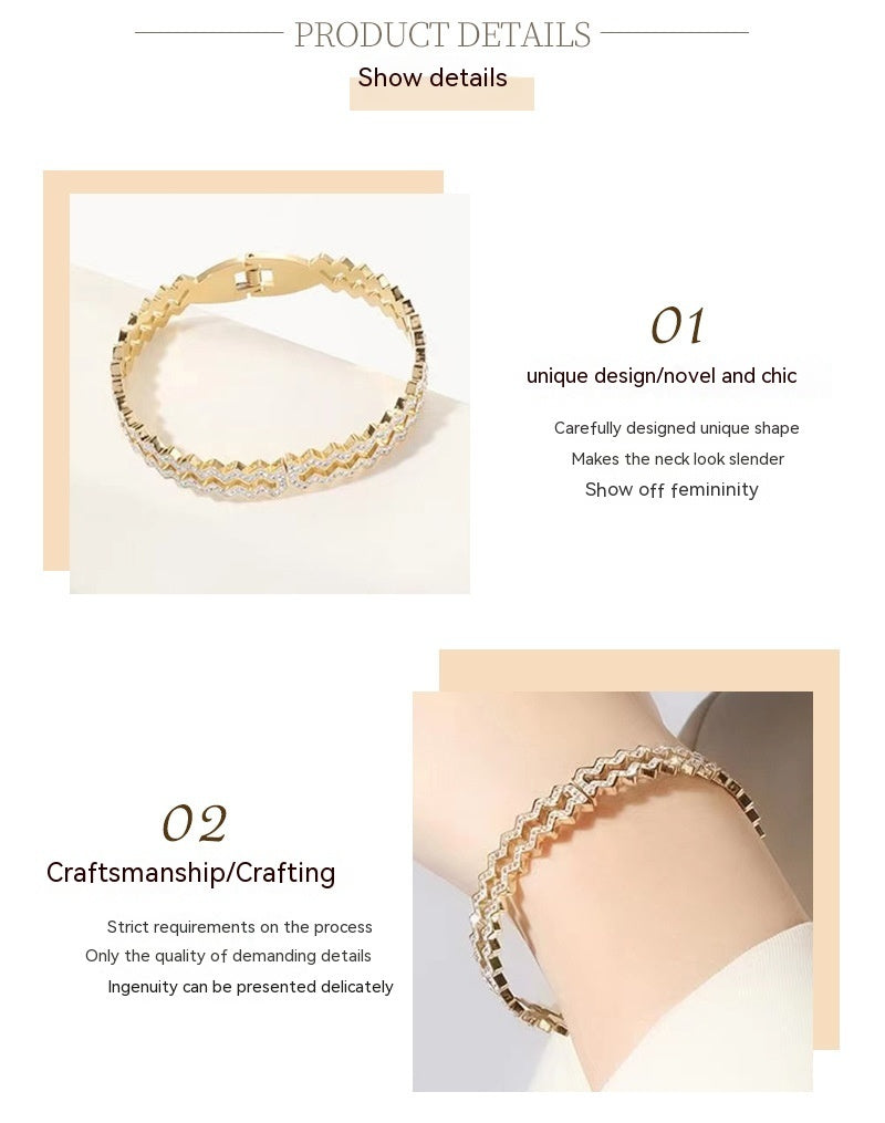 Women's Wave Diamond Simple All-match Bracelet