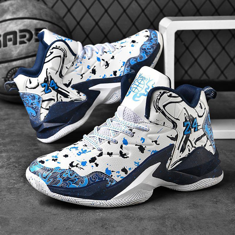 Zapatillas de baloncesto de cuero de caña alta para hombre