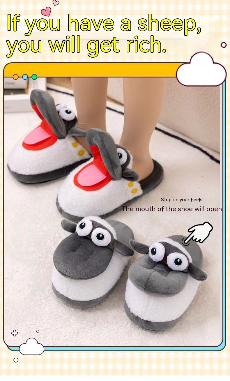 Zapatillas de oveja Zapatillas térmicas de invierno de algodón de felpa para uso doméstico