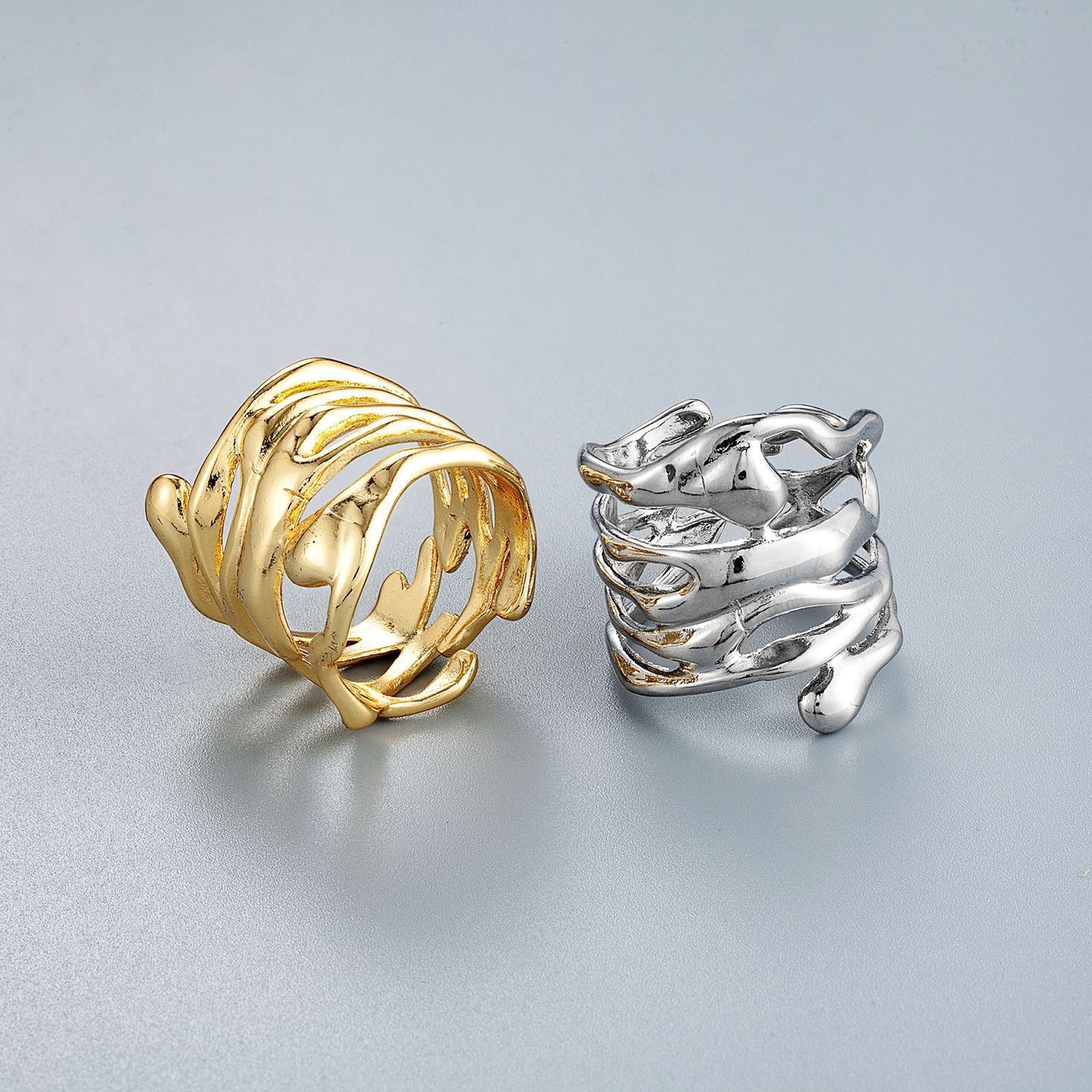 Bague irrégulière géométrique en alliage de mode