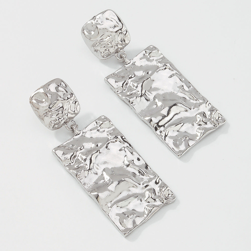 Alloy Pleated Elegant And Simple Earrings Geometric Earrings