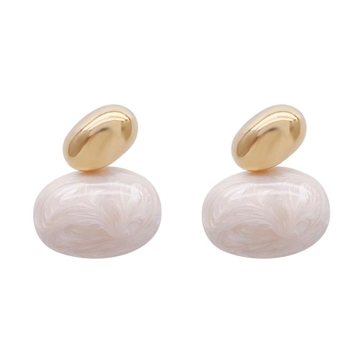 European And American Retro Affordable Luxury Fashion Drip Glazed Oval Earrings