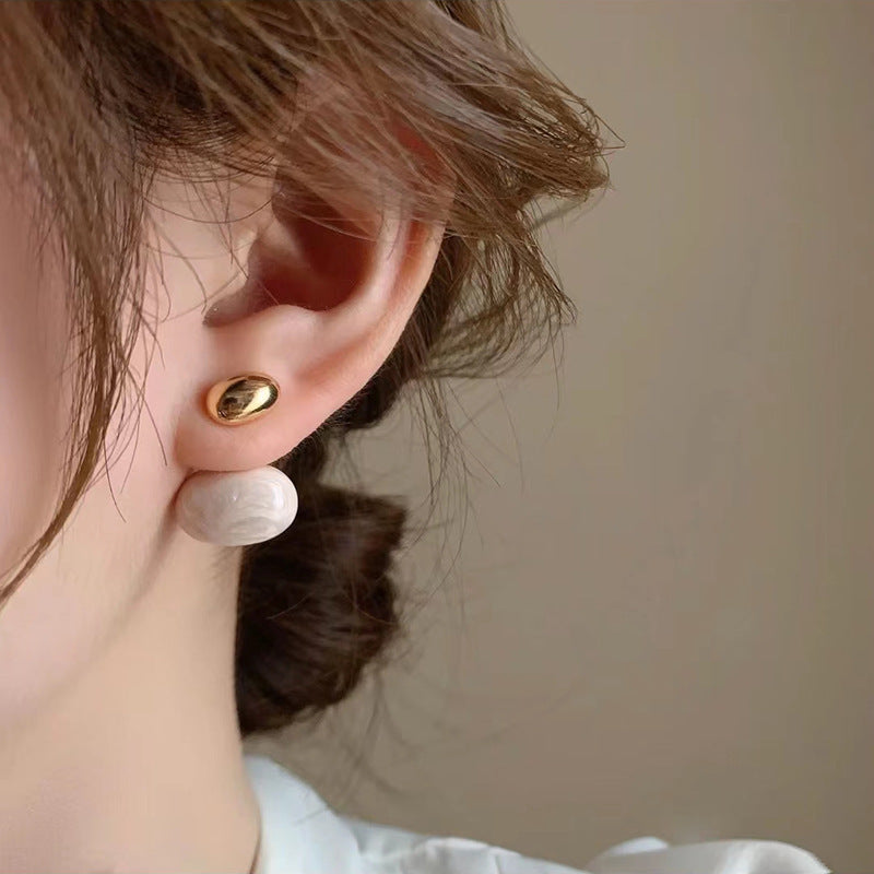 European And American Retro Affordable Luxury Fashion Drip Glazed Oval Earrings