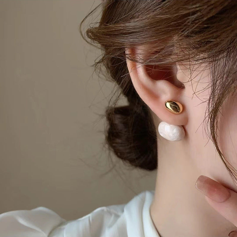 European And American Retro Affordable Luxury Fashion Drip Glazed Oval Earrings