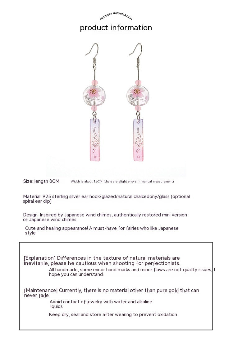Boucles d'oreilles carillon à vent de conte de fées japonais Sakura