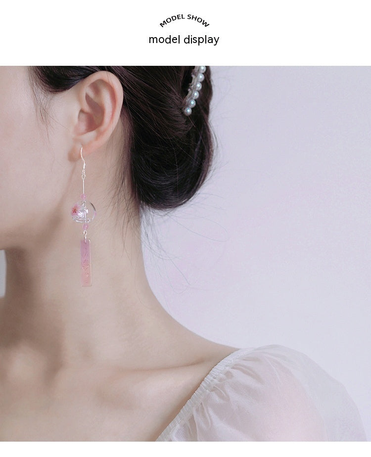Boucles d'oreilles carillon à vent de conte de fées japonais Sakura