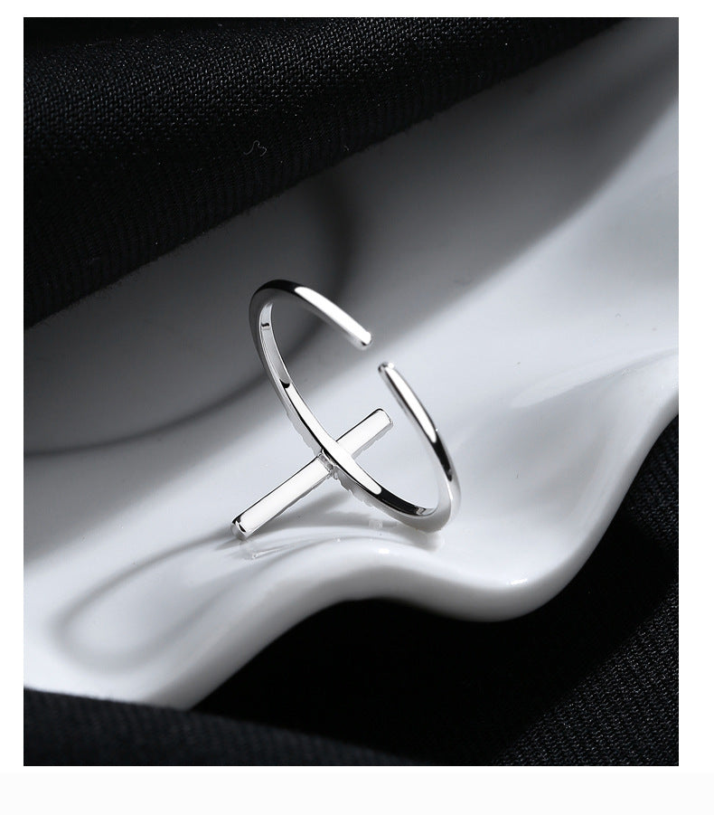 Bague ouverte croisée de Style INS européen et américain pour femme, bague ouverte en argent Sterling 925, conception de Niche