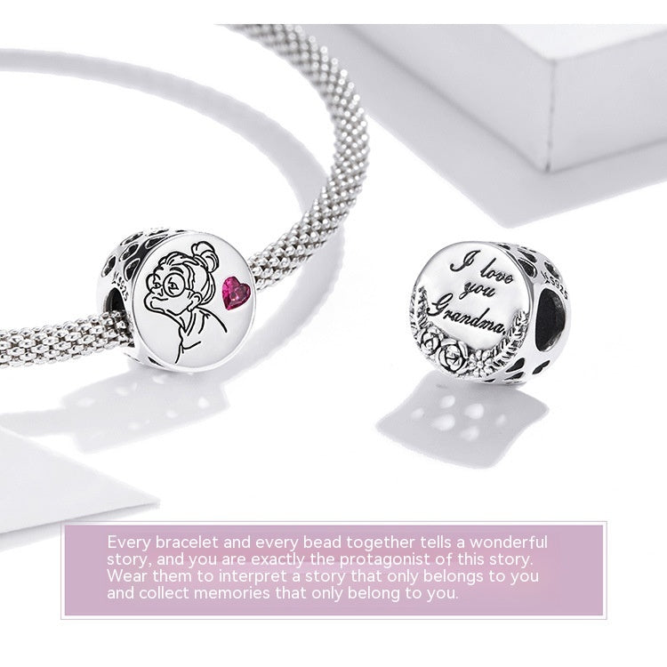 Sterling Silver Letters Flower Bracelet Accessories Simple Zircon Beads