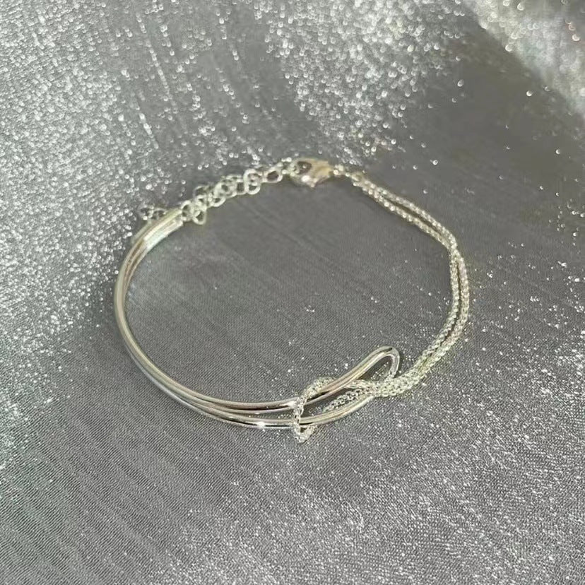 Simple High-grade Knotted Double-layer Half Bracelet For Women