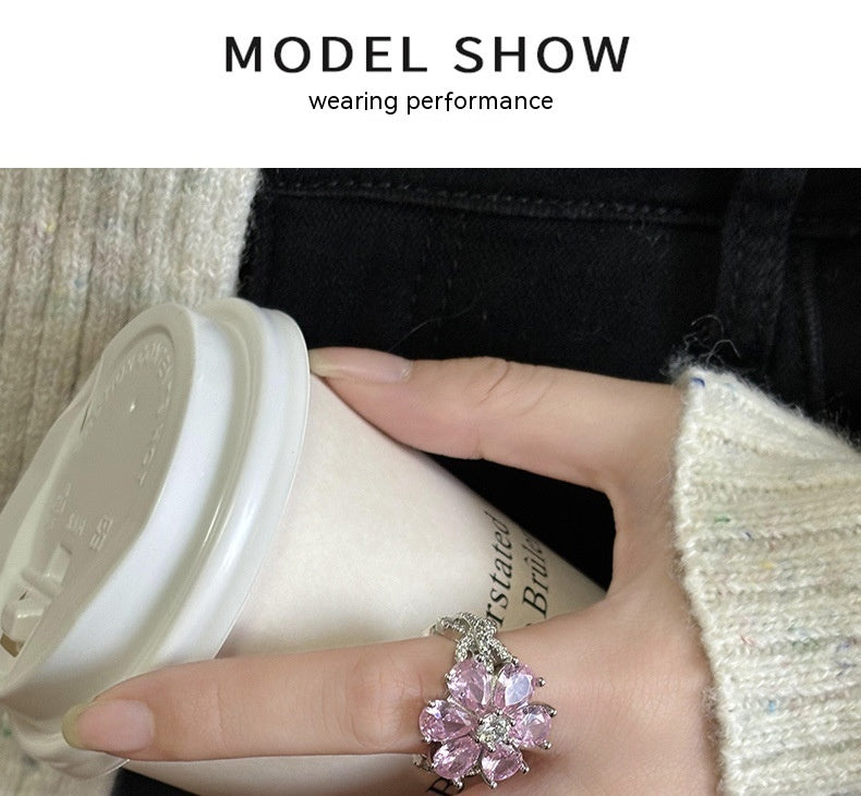 Anillo exquisito de la moda de la flor de las mujeres en forma de corazón del amor