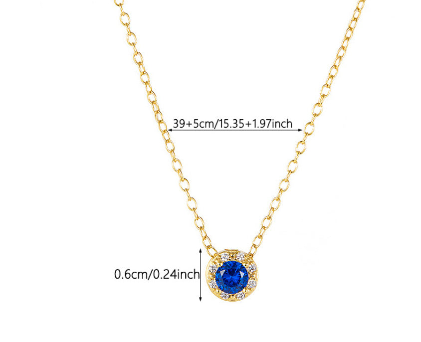925 Silver Necklace Retro Simple Temperament Clavicle Chain Colorful Zircon Exquisite Necklace Female Accessories