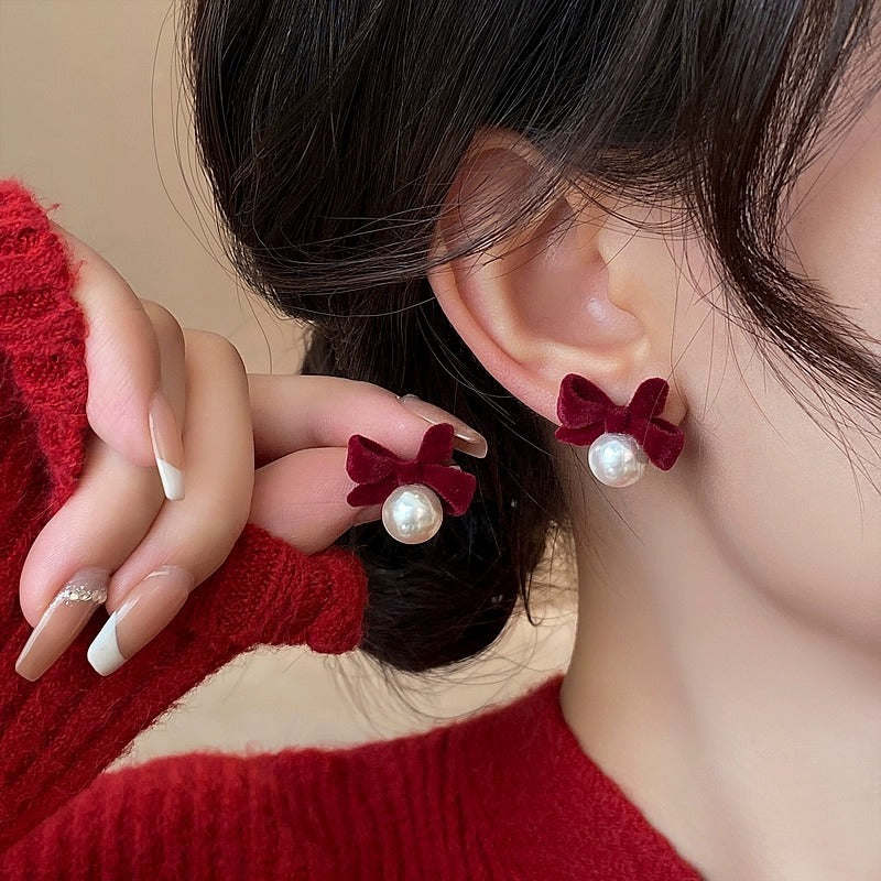 Boucles d'oreilles à tige en velours, boucles d'oreilles rétro françaises