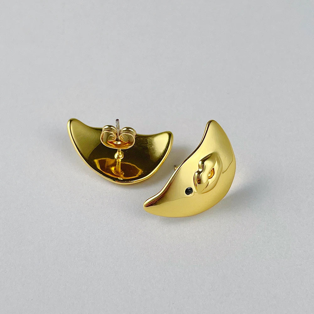 18K Gold Plating Brass Original Design Sexy Lips Types A And B Stud Earrings