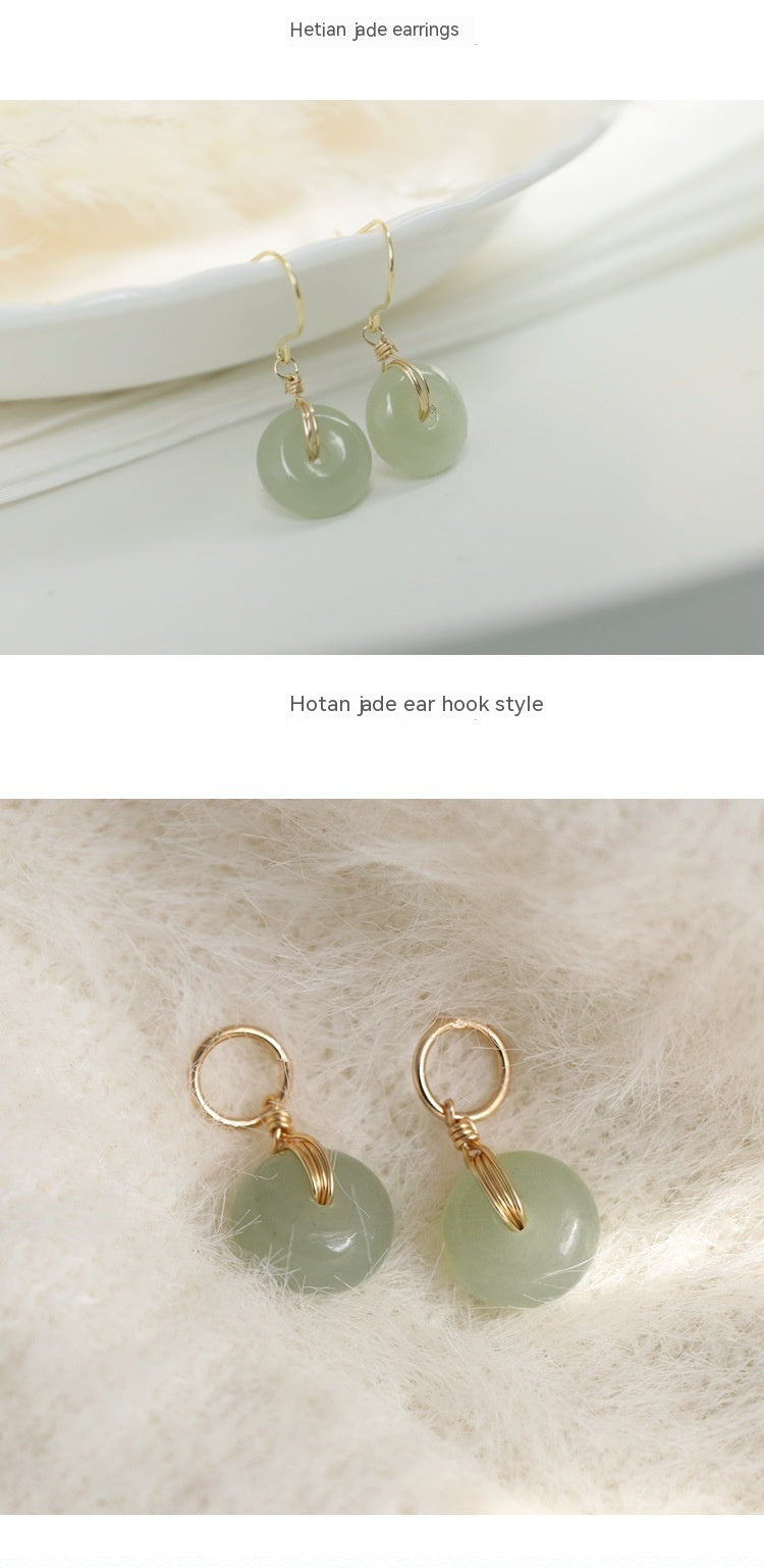 Peace Buckle Hetian Jade Women's Earrings